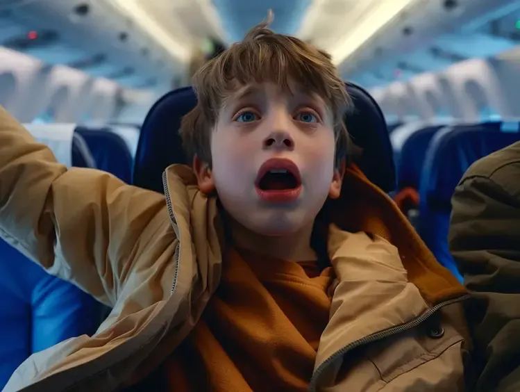Police speak with woman and boy as flight crew watches